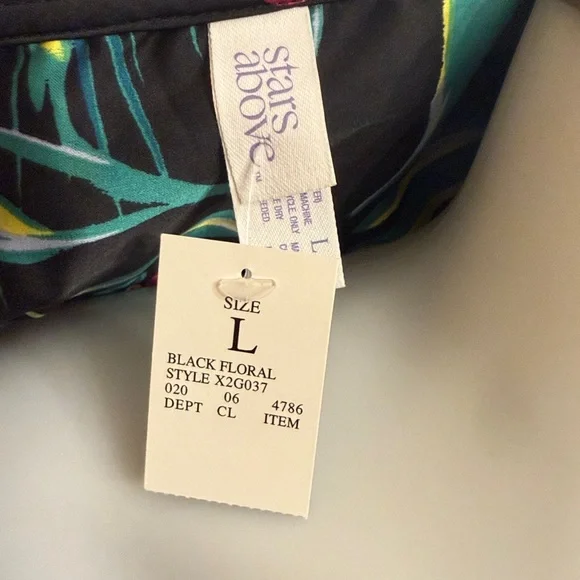 Stars Above Large Floral Satin Pajama Set Long Sleeve with Shorts - Picture 6 of 7